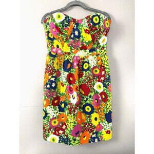 Shoshanna Strapless Mini 4 Dress Floral Bloomcore Vibrant Colorful Hoco Sorority